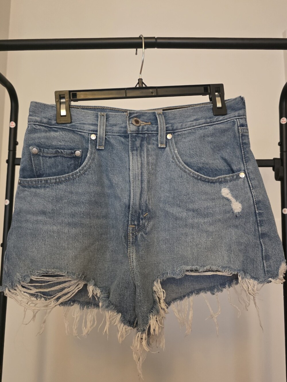 Levi's Silver Tab Distressed High-Rise Mom Denim Shorts, 27